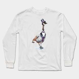 Victorian Goose in Tophat Long Sleeve T-Shirt